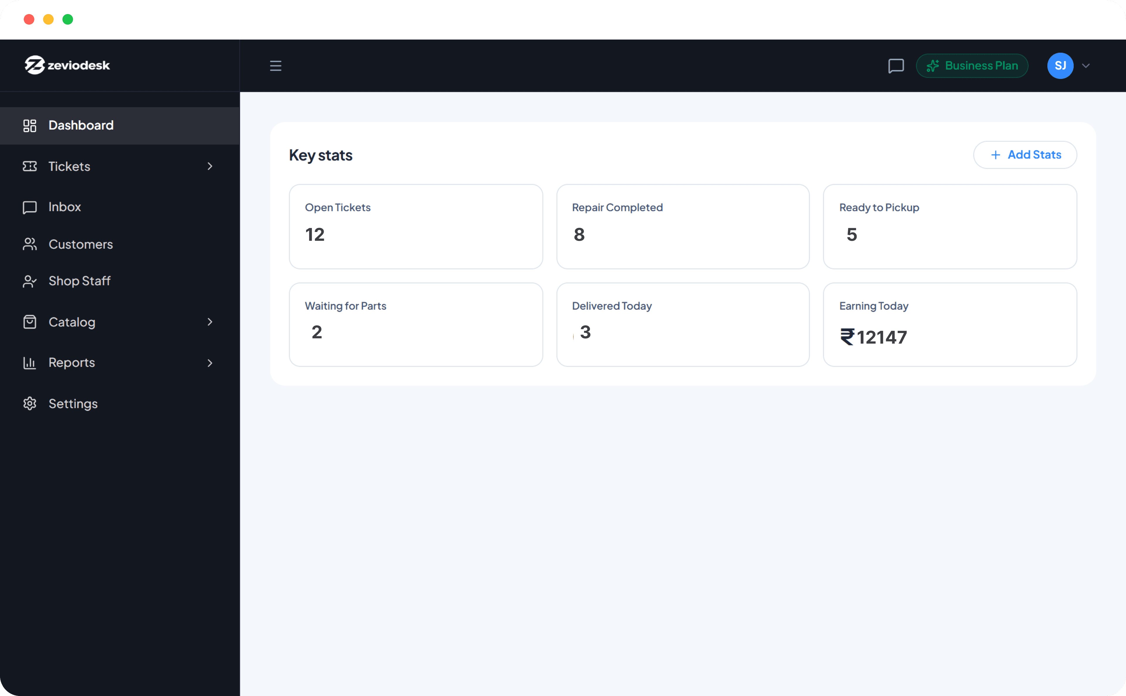 Zeviodesk Repair Shop Management Dashboard